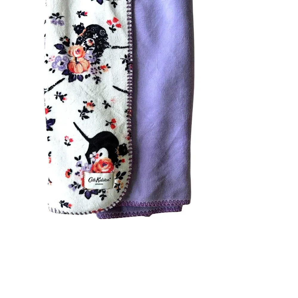 Cath Kidston Reversible Plush Halloween Throw Blanket 50x70 SCAREDY CAT New